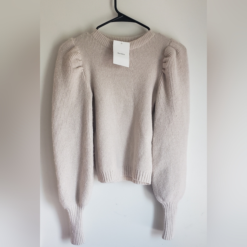 Bershka Cream Crew Neck Sweater Cozy Knit